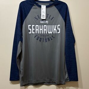 NWT NFL Team Apparel Seahawks NavyBlue and Gray Long Sleeve Shirt, size medium